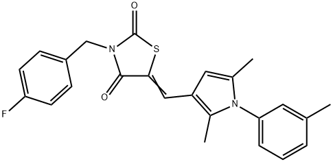 5-{[2,5-dimethyl-1-(3-methylphenyl)-1H-pyrrol-3-yl]methylene}-3-(4-fluorobenzyl)-1,3-thiazolidine-2,4-dione 구조식 이미지