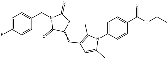 ethyl 4-(3-{[3-(4-fluorobenzyl)-2,4-dioxo-1,3-thiazolidin-5-ylidene]methyl}-2,5-dimethyl-1H-pyrrol-1-yl)benzoate 구조식 이미지