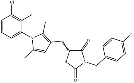 5-{[1-(3-chloro-2-methylphenyl)-2,5-dimethyl-1H-pyrrol-3-yl]methylene}-3-(4-fluorobenzyl)-1,3-thiazolidine-2,4-dione Structure