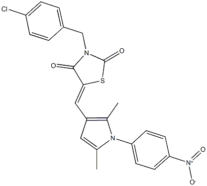 3-(4-chlorobenzyl)-5-[(1-{4-nitrophenyl}-2,5-dimethyl-1H-pyrrol-3-yl)methylene]-1,3-thiazolidine-2,4-dione 구조식 이미지