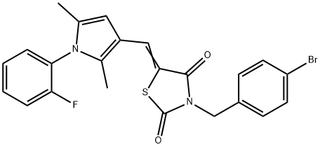 3-(4-bromobenzyl)-5-{[1-(2-fluorophenyl)-2,5-dimethyl-1H-pyrrol-3-yl]methylene}-1,3-thiazolidine-2,4-dione Structure