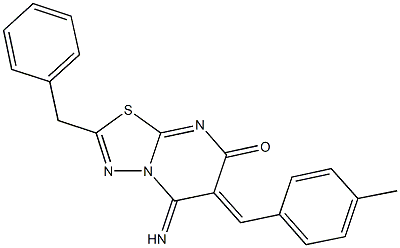 2-benzyl-5-imino-6-(4-methylbenzylidene)-5,6-dihydro-7H-[1,3,4]thiadiazolo[3,2-a]pyrimidin-7-one Structure