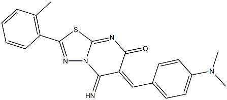 6-[4-(dimethylamino)benzylidene]-5-imino-2-(2-methylphenyl)-5,6-dihydro-7H-[1,3,4]thiadiazolo[3,2-a]pyrimidin-7-one Structure