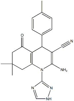 2-amino-7,7-dimethyl-4-(4-methylphenyl)-5-oxo-1-(1H-1,2,4-triazol-3-yl)-1,4,5,6,7,8-hexahydro-3-quinolinecarbonitrile Structure