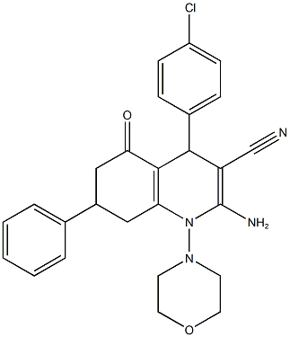 2-amino-4-(4-chlorophenyl)-1-(4-morpholinyl)-5-oxo-7-phenyl-1,4,5,6,7,8-hexahydro-3-quinolinecarbonitrile 구조식 이미지