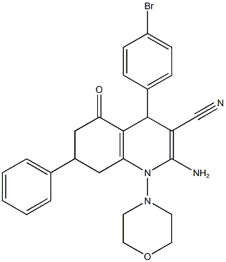 2-amino-4-(4-bromophenyl)-1-(4-morpholinyl)-5-oxo-7-phenyl-1,4,5,6,7,8-hexahydro-3-quinolinecarbonitrile Structure