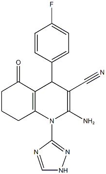 2-amino-4-(4-fluorophenyl)-5-oxo-1-(1H-1,2,4-triazol-3-yl)-1,4,5,6,7,8-hexahydro-3-quinolinecarbonitrile 구조식 이미지