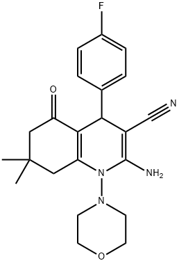 2-amino-4-(4-fluorophenyl)-7,7-dimethyl-1-(4-morpholinyl)-5-oxo-1,4,5,6,7,8-hexahydro-3-quinolinecarbonitrile 구조식 이미지