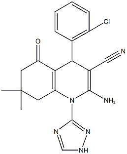 2-amino-4-(2-chlorophenyl)-7,7-dimethyl-5-oxo-1-(1H-1,2,4-triazol-3-yl)-1,4,5,6,7,8-hexahydro-3-quinolinecarbonitrile 구조식 이미지