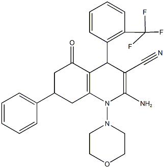 2-amino-1-(4-morpholinyl)-5-oxo-7-phenyl-4-[2-(trifluoromethyl)phenyl]-1,4,5,6,7,8-hexahydro-3-quinolinecarbonitrile 구조식 이미지