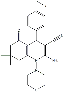 2-amino-4-(3-methoxyphenyl)-7,7-dimethyl-1-(4-morpholinyl)-5-oxo-1,4,5,6,7,8-hexahydro-3-quinolinecarbonitrile Structure