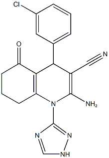 2-amino-4-(3-chlorophenyl)-5-oxo-1-(1H-1,2,4-triazol-3-yl)-1,4,5,6,7,8-hexahydro-3-quinolinecarbonitrile 구조식 이미지