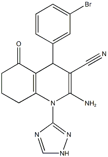 2-amino-4-(3-bromophenyl)-5-oxo-1-(1H-1,2,4-triazol-3-yl)-1,4,5,6,7,8-hexahydro-3-quinolinecarbonitrile Structure