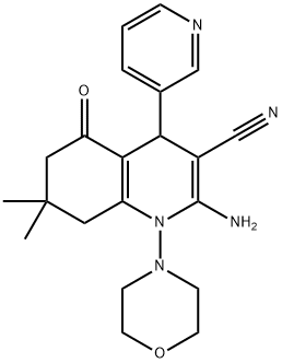 2-amino-7,7-dimethyl-1-(4-morpholinyl)-5-oxo-4-(3-pyridinyl)-1,4,5,6,7,8-hexahydro-3-quinolinecarbonitrile 구조식 이미지