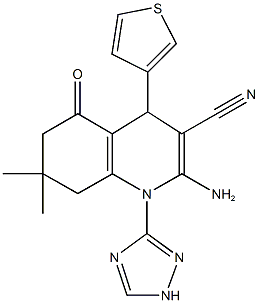 2-amino-7,7-dimethyl-5-oxo-4-thien-3-yl-1-(1H-1,2,4-triazol-3-yl)-1,4,5,6,7,8-hexahydroquinoline-3-carbonitrile 구조식 이미지