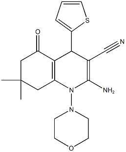 2-amino-7,7-dimethyl-1-(4-morpholinyl)-5-oxo-4-(2-thienyl)-1,4,5,6,7,8-hexahydro-3-quinolinecarbonitrile 구조식 이미지