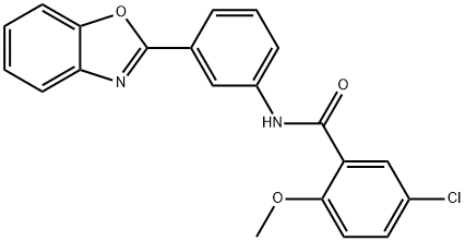 N-[3-(1,3-benzoxazol-2-yl)phenyl]-5-chloro-2-methoxybenzamide 구조식 이미지