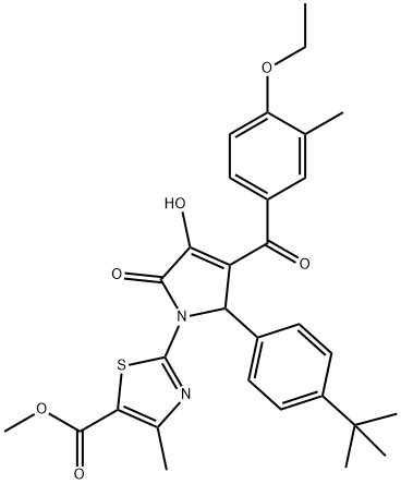 methyl 2-[2-(4-tert-butylphenyl)-3-(4-ethoxy-3-methylbenzoyl)-4-hydroxy-5-oxo-2,5-dihydro-1H-pyrrol-1-yl]-4-methyl-1,3-thiazole-5-carboxylate 구조식 이미지