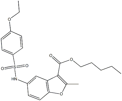 pentyl 5-{[(4-ethoxyphenyl)sulfonyl]amino}-2-methyl-1-benzofuran-3-carboxylate 구조식 이미지