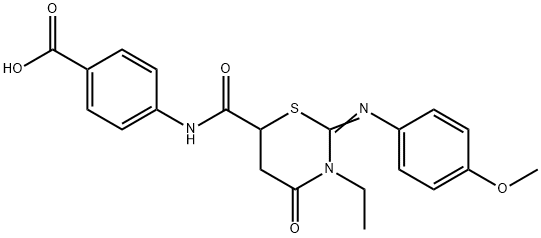 4-[({3-ethyl-2-[(4-methoxyphenyl)imino]-4-oxo-1,3-thiazinan-6-yl}carbonyl)amino]benzoic acid 구조식 이미지