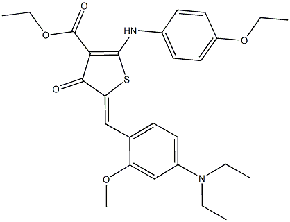 ethyl 5-[4-(diethylamino)-2-methoxybenzylidene]-2-(4-ethoxyanilino)-4-oxo-4,5-dihydro-3-thiophenecarboxylate Structure