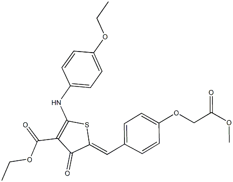 ethyl 2-(4-ethoxyanilino)-5-[4-(2-methoxy-2-oxoethoxy)benzylidene]-4-oxo-4,5-dihydro-3-thiophenecarboxylate Structure