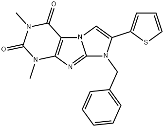 8-benzyl-1,3-dimethyl-7-(2-thienyl)-1H-imidazo[2,1-f]purine-2,4(3H,8H)-dione Structure