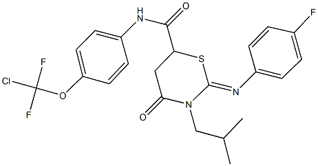 N-{4-[chloro(difluoro)methoxy]phenyl}-2-[(4-fluorophenyl)imino]-3-isobutyl-4-oxo-1,3-thiazinane-6-carboxamide Structure
