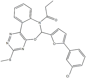 6-[5-(3-chlorophenyl)-2-furyl]-3-(methylsulfanyl)-7-propionyl-6,7-dihydro[1,2,4]triazino[5,6-d][3,1]benzoxazepine Structure