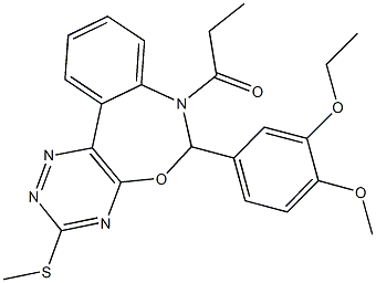 6-(3-ethoxy-4-methoxyphenyl)-3-(methylsulfanyl)-7-propionyl-6,7-dihydro[1,2,4]triazino[5,6-d][3,1]benzoxazepine 구조식 이미지