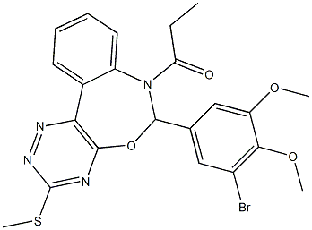 6-(3-bromo-4,5-dimethoxyphenyl)-3-(methylsulfanyl)-7-propionyl-6,7-dihydro[1,2,4]triazino[5,6-d][3,1]benzoxazepine Structure