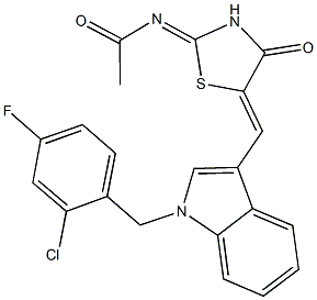 N-(5-{[1-(2-chloro-4-fluorobenzyl)-1H-indol-3-yl]methylene}-4-oxo-1,3-thiazolidin-2-ylidene)acetamide Structure