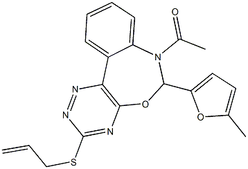 7-acetyl-3-(allylsulfanyl)-6-(5-methyl-2-furyl)-6,7-dihydro[1,2,4]triazino[5,6-d][3,1]benzoxazepine 구조식 이미지