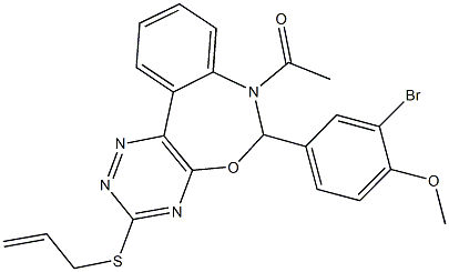 4-[7-acetyl-3-(allylsulfanyl)-6,7-dihydro[1,2,4]triazino[5,6-d][3,1]benzoxazepin-6-yl]-2-bromophenyl methyl ether Structure