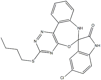 3-(butylsulfanyl)-5'-chloro-2'-oxo-1',3',6,7-tetrahydro[1,2,4]triazino[5,6-d][3,1]benzoxazepine-6-spiro-3-(2'H)-indole Structure