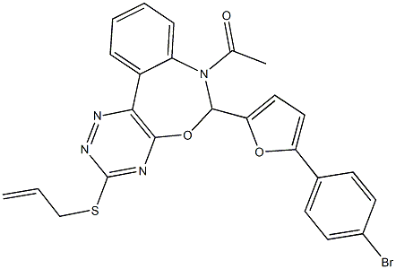 7-acetyl-3-(allylsulfanyl)-6-[5-(4-bromophenyl)-2-furyl]-6,7-dihydro[1,2,4]triazino[5,6-d][3,1]benzoxazepine 구조식 이미지