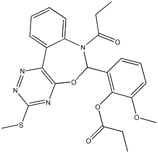 2-methoxy-6-[3-(methylsulfanyl)-7-propionyl-6,7-dihydro[1,2,4]triazino[5,6-d][3,1]benzoxazepin-6-yl]phenyl propionate 구조식 이미지