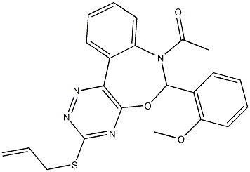 7-acetyl-3-(allylsulfanyl)-6-(2-methoxyphenyl)-6,7-dihydro[1,2,4]triazino[5,6-d][3,1]benzoxazepine Structure