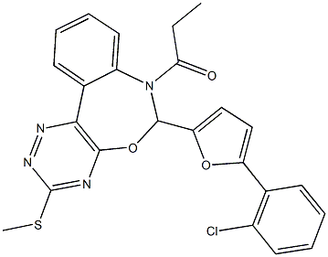 6-[5-(2-chlorophenyl)-2-furyl]-7-propionyl-6,7-dihydro[1,2,4]triazino[5,6-d][3,1]benzoxazepin-3-yl methyl sulfide Structure