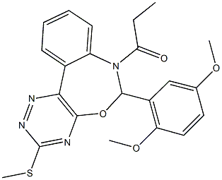 6-(2,5-dimethoxyphenyl)-3-(methylsulfanyl)-7-propionyl-6,7-dihydro[1,2,4]triazino[5,6-d][3,1]benzoxazepine 구조식 이미지