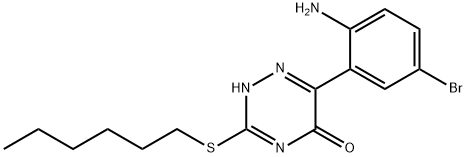 6-(2-amino-5-bromophenyl)-3-(hexylsulfanyl)-1,2,4-triazin-5-ol 구조식 이미지