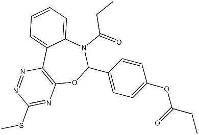 4-[3-(methylsulfanyl)-7-propionyl-6,7-dihydro[1,2,4]triazino[5,6-d][3,1]benzoxazepin-6-yl]phenyl propionate Structure