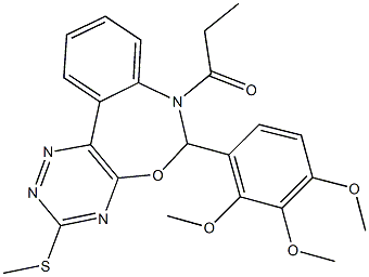 3-(methylsulfanyl)-7-propionyl-6-(2,3,4-trimethoxyphenyl)-6,7-dihydro[1,2,4]triazino[5,6-d][3,1]benzoxazepine Structure