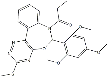 3-(methylsulfanyl)-7-propionyl-6-(2,4,6-trimethoxyphenyl)-6,7-dihydro[1,2,4]triazino[5,6-d][3,1]benzoxazepine Structure