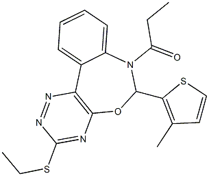 ethyl 6-(3-methyl-2-thienyl)-7-propionyl-6,7-dihydro[1,2,4]triazino[5,6-d][3,1]benzoxazepin-3-yl sulfide 구조식 이미지