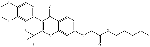 pentyl {[3-(3,4-dimethoxyphenyl)-4-oxo-2-(trifluoromethyl)-4H-chromen-7-yl]oxy}acetate 구조식 이미지