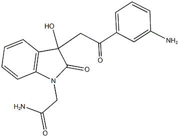 2-{3-[2-(3-aminophenyl)-2-oxoethyl]-3-hydroxy-2-oxo-2,3-dihydro-1H-indol-1-yl}acetamide Structure