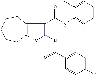 2-[(4-chlorobenzoyl)amino]-N-(2,6-dimethylphenyl)-5,6,7,8-tetrahydro-4H-cyclohepta[b]thiophene-3-carboxamide Structure