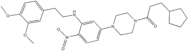 1-(3-cyclopentylpropanoyl)-4-{3-{[2-(3,4-dimethoxyphenyl)ethyl]amino}-4-nitrophenyl}piperazine Structure