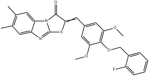 2-{4-[(2-fluorobenzyl)oxy]-3,5-dimethoxybenzylidene}-6,7-dimethyl[1,3]thiazolo[3,2-a]benzimidazol-3(2H)-one Structure